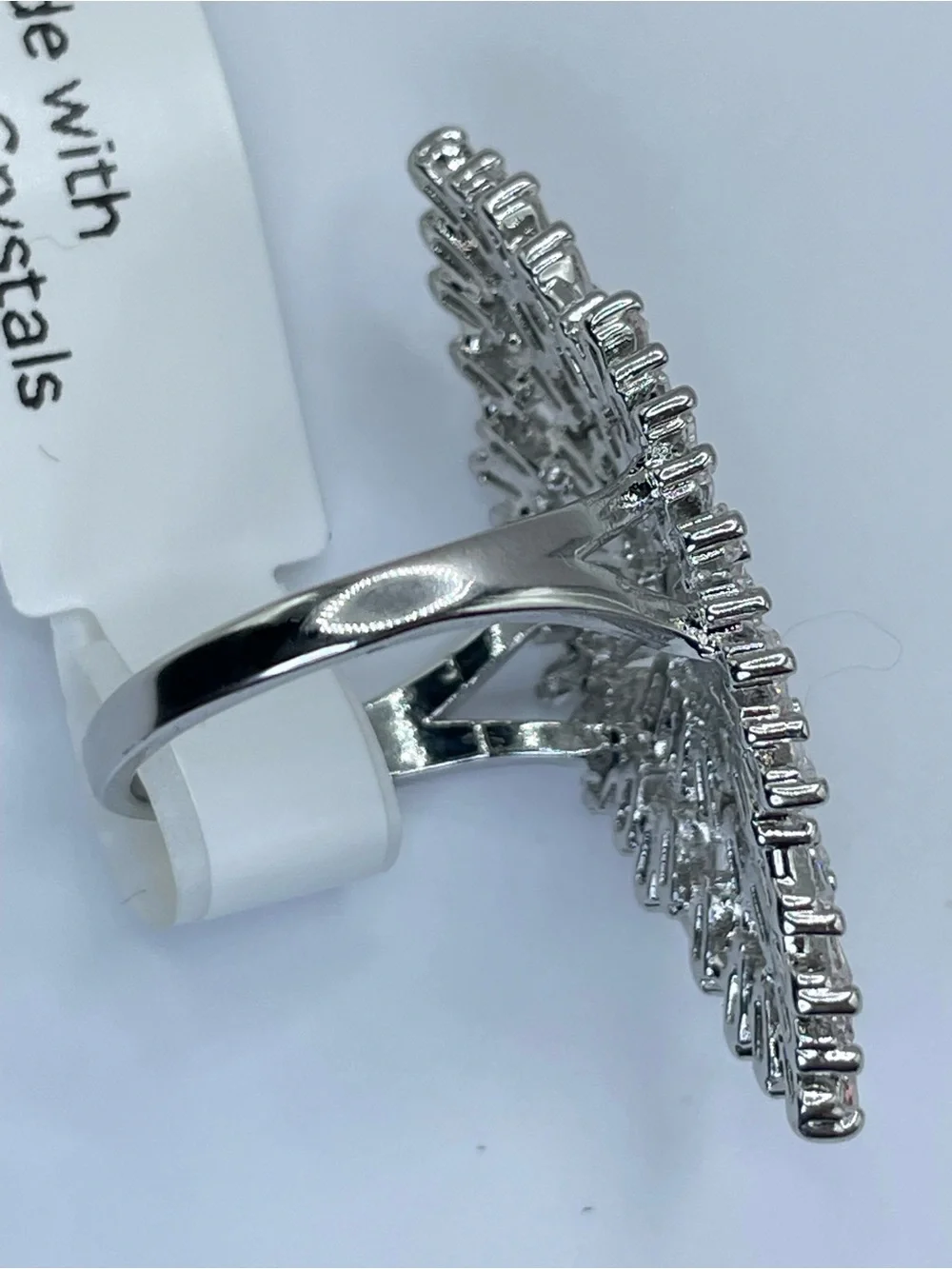 Swarovski Crystal Elements White Crystal Art Deco Statement Ring Sz 7 Bold